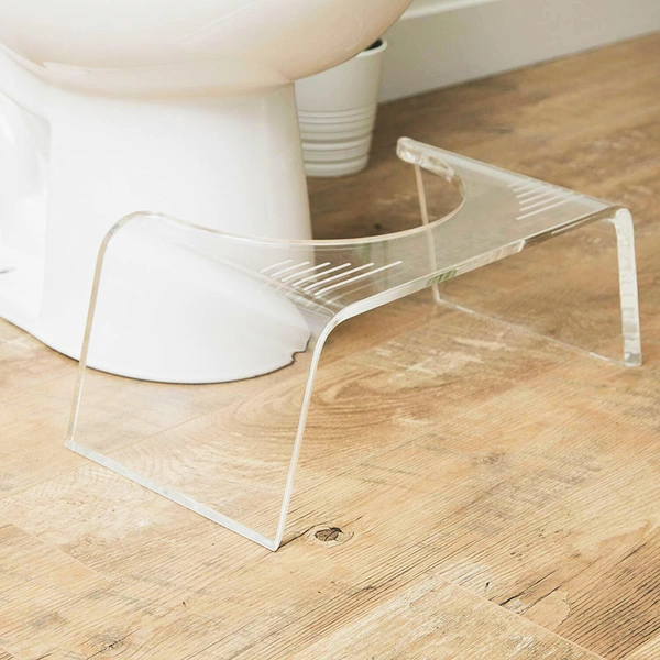 Taburete de retrete de acrílico personalizado de fábrica, taburete de retrete transparente para squatty