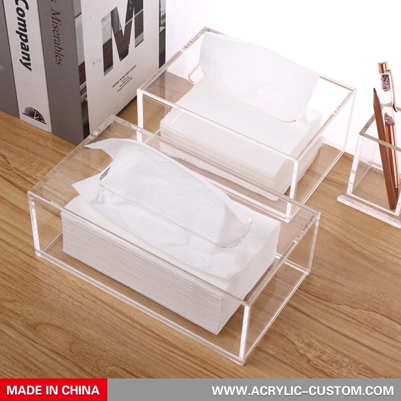 卸売ティッシュディスペンサーボックスカバー透明アクリルナプキンオーガナイザー 