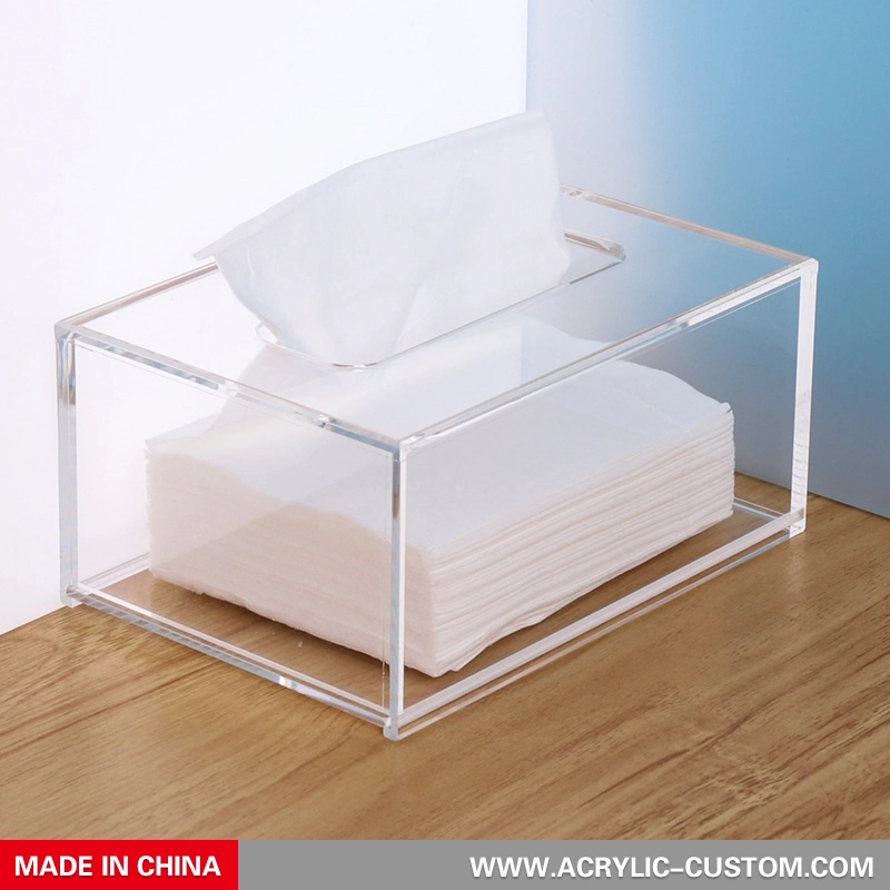 卸売ティッシュディスペンサーボックスカバー透明アクリルナプキンオーガナイザー 