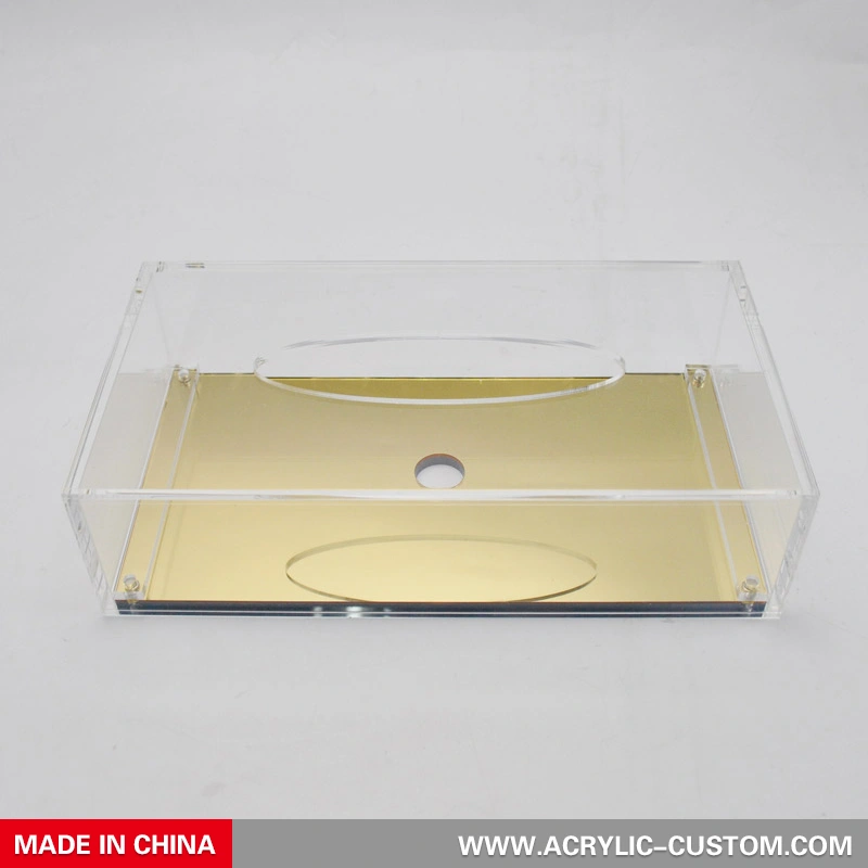 ミラーベースの卸売アクリルクリアティッシュボックスナプキンオーガナイザー 