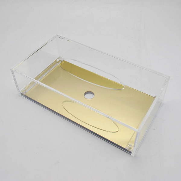 ミラーベースの卸売アクリルクリアティッシュボックスナプキンオーガナイザー