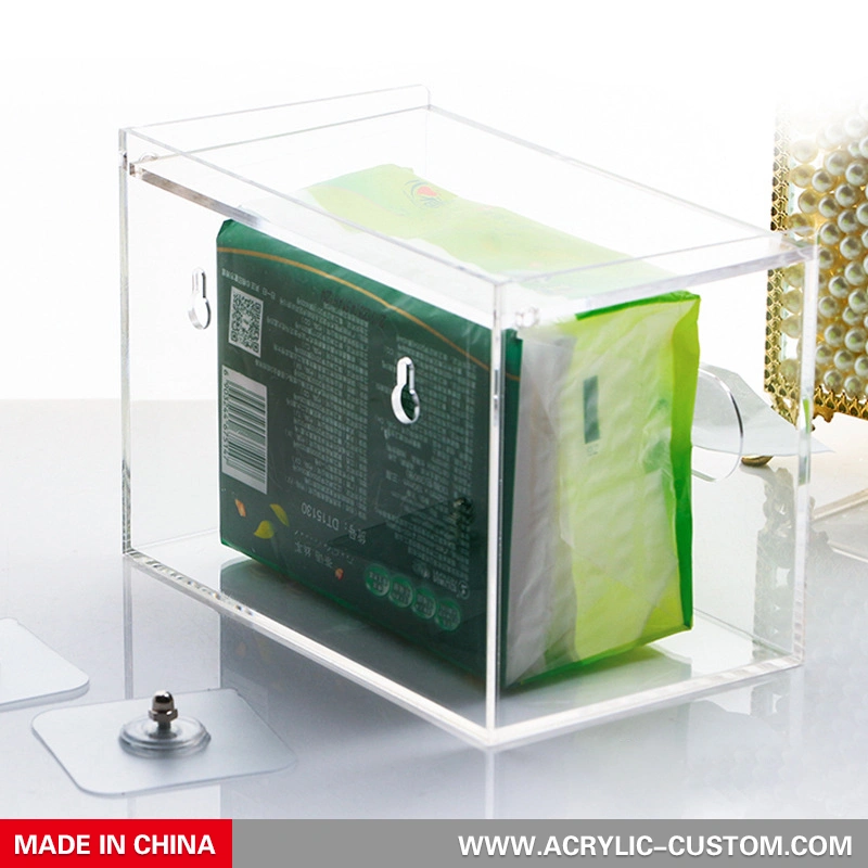 壁に取り付けられたアクリルティッシュボックスホルダー-アクリル-custom.com 