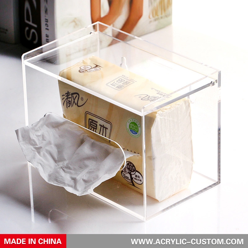 壁に取り付けられたアクリルティッシュボックスホルダー-アクリル-custom.com 