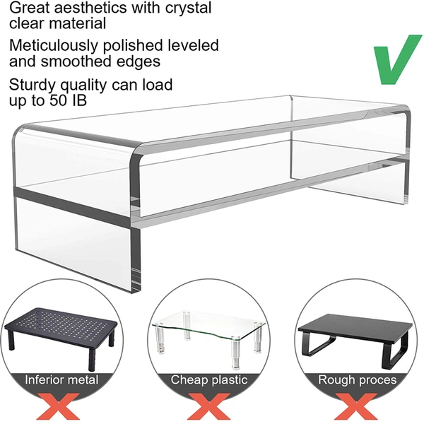 卸売ラップトップスタンドクリアアクリルモニタースタンドライザー収納付き