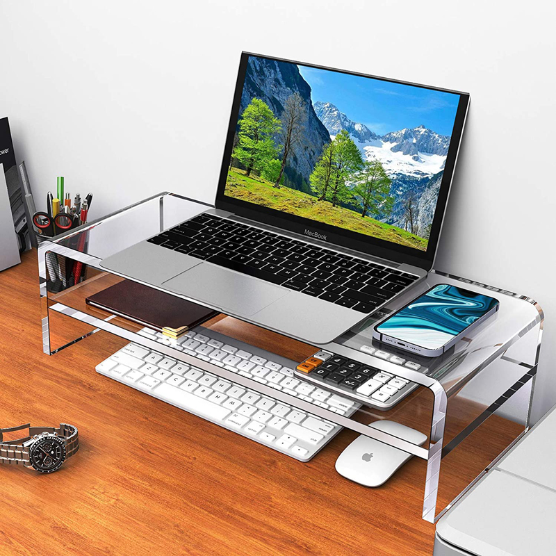 Wholesale Laptop Stand Clear Acrylic Monitor Stand Riser with Storage