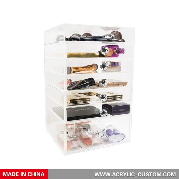安いアクリルオーガナイザー、収納引き出し付きクリアメイクアップオーガナイザー