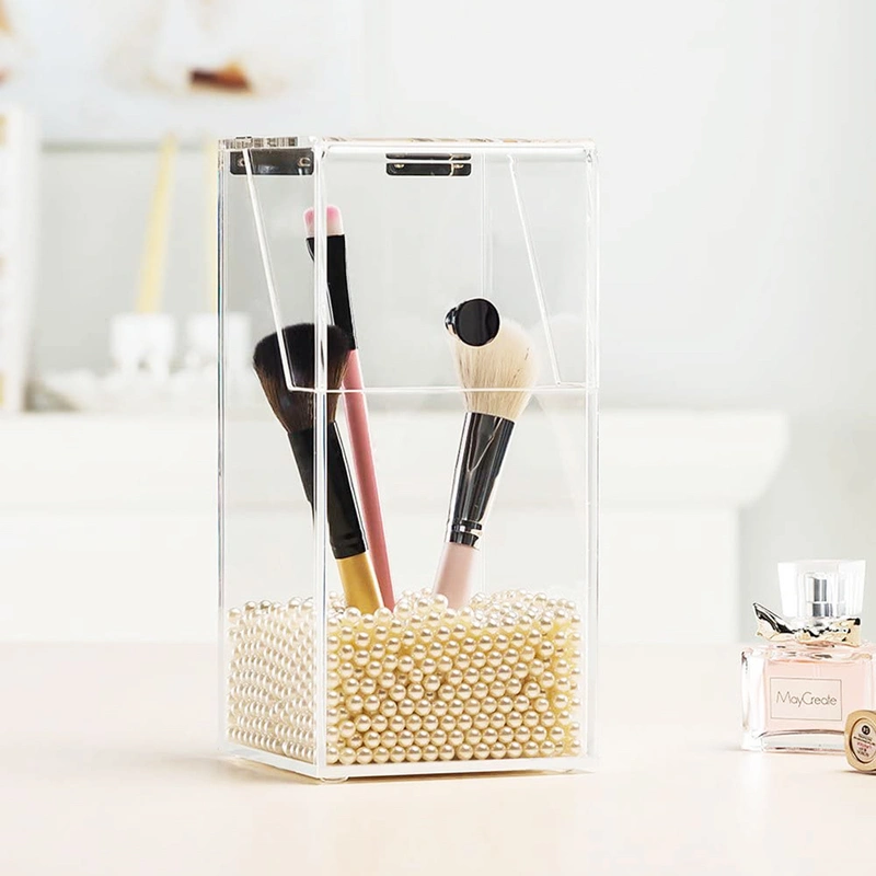 حامل فرش مكياج من الأكريليك بالجملة مع غطاء 