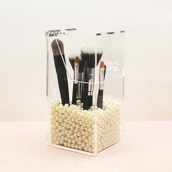 卸売アクリル化粧ブラシホルダーカバー付き化粧オーガナイザー