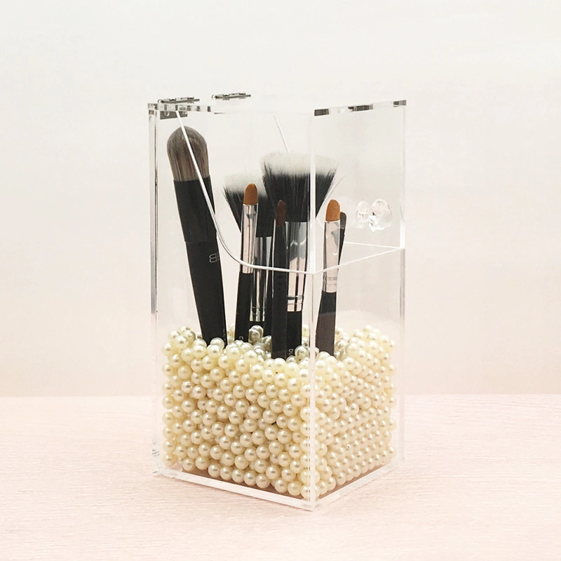 حامل فرش مكياج من الأكريليك بالجملة مع غطاء 