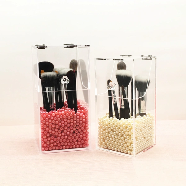 卸売アクリル化粧ブラシホルダーカバー付き化粧オーガナイザー