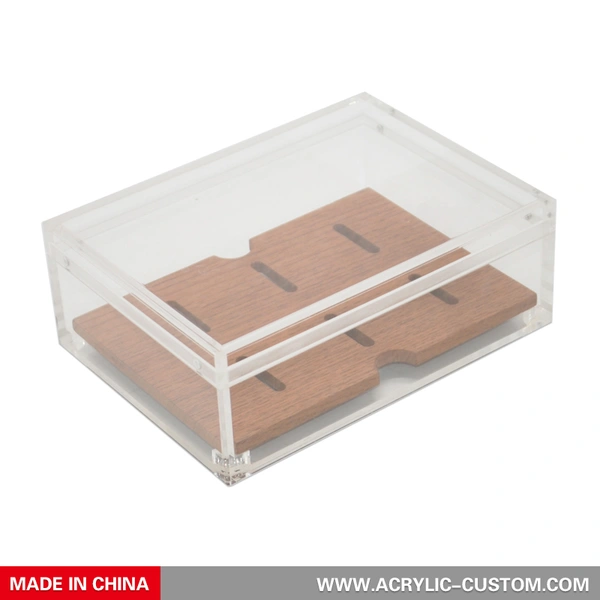 boîte à cigares portable en acrylique avec plancher en bois de cèdre