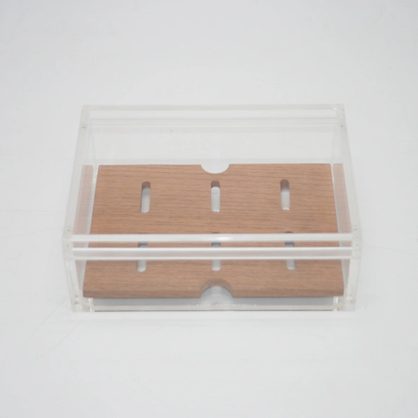 boîte à cigares portable en acrylique avec plancher en bois de cèdre