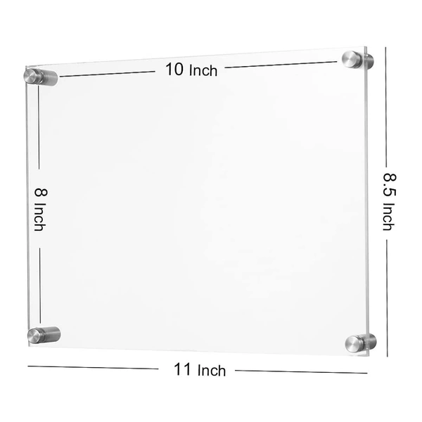 8.5 x11ウォールマウント額縁フレームレスクリアアクリルフレーム