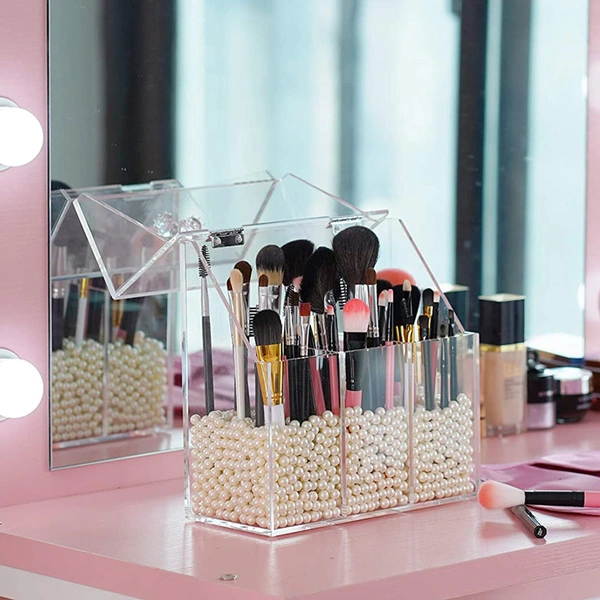 organizador de maquillaje acrílico para portaescobillas, almacenaje de pinceles de maquillaje