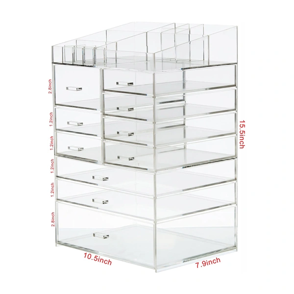 Extra Large Cosmetic Makeup Storage Acrylic Organizer With 10 Drawers
