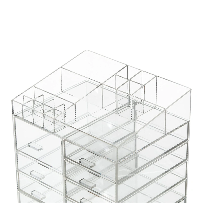 10個の引き出しが付いた特大化粧品収納アクリルオーガナイザー 