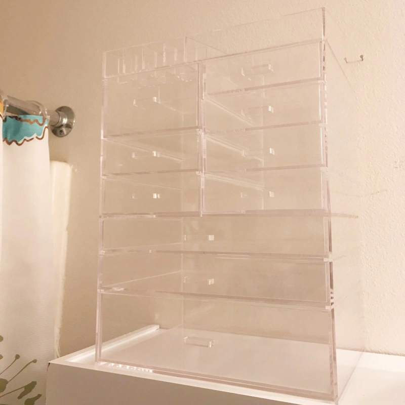 10個の引き出しが付いた特大化粧品収納アクリルオーガナイザー 