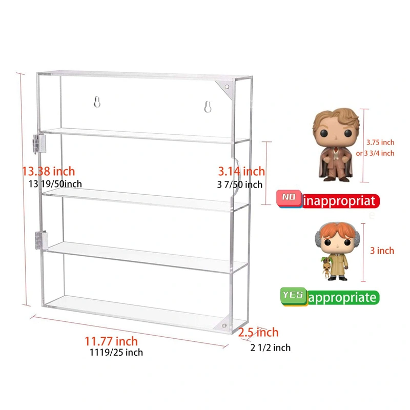 ミニおもちゃ用の透明な壁に取り付けられたアクリルキャビネットオーガナイザー 