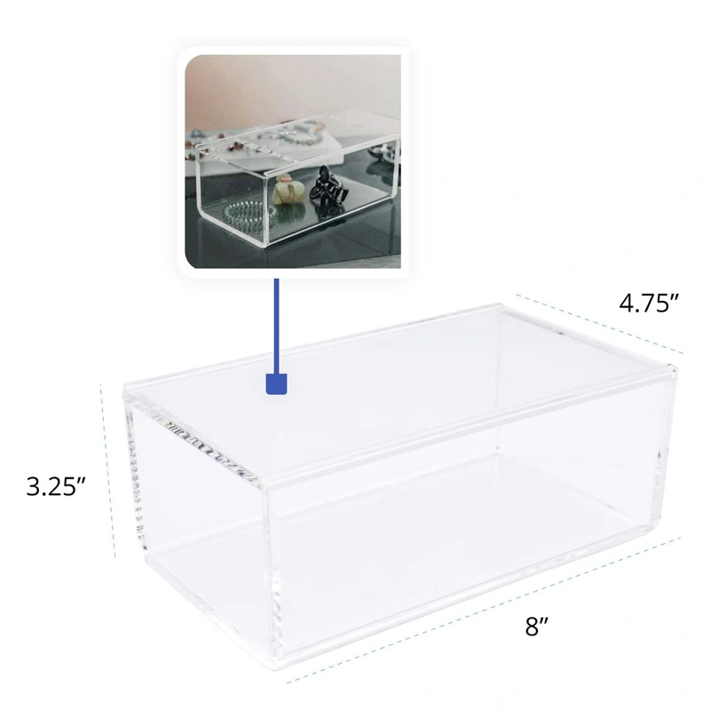 Wholesale Acrylic Boxes Clear Acrylic Storage Boxes with Sliding Lid