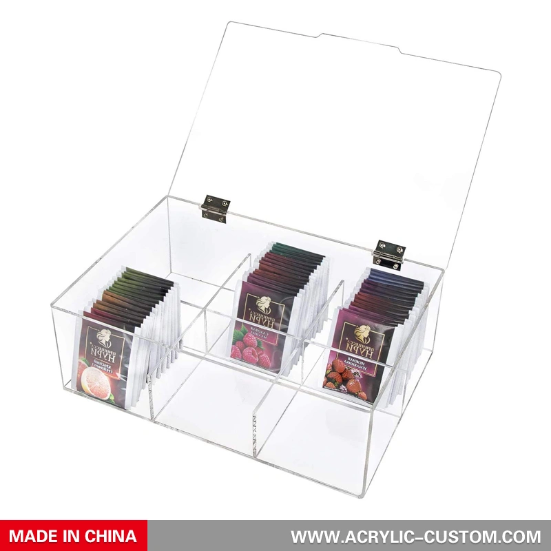 ティーバッグホルダーボックスアクリル収納ボックス透明上蓋付き 