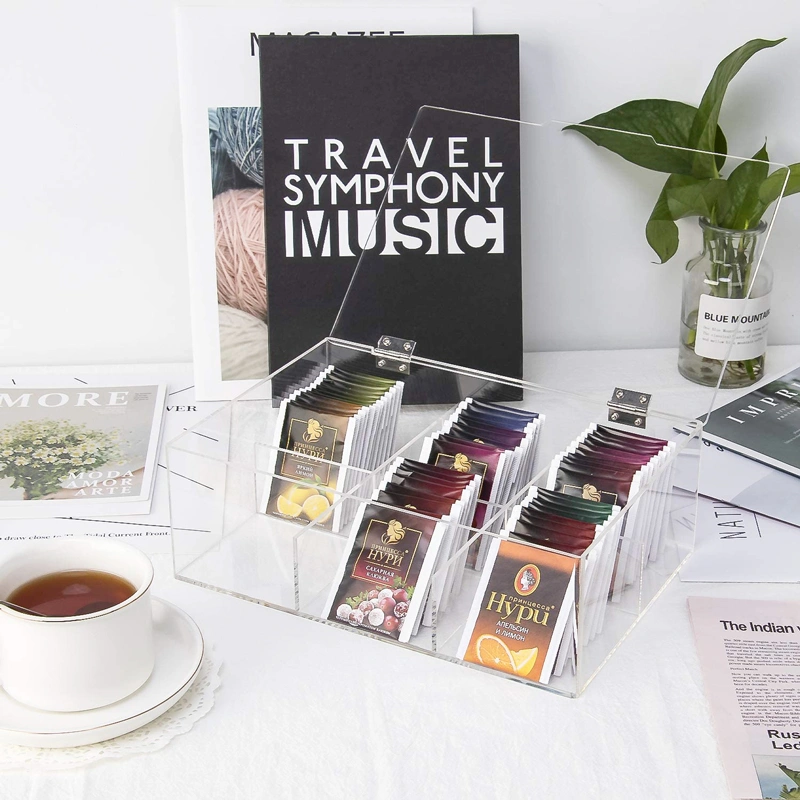 ティーバッグホルダーボックスアクリル収納ボックス透明上蓋付き 