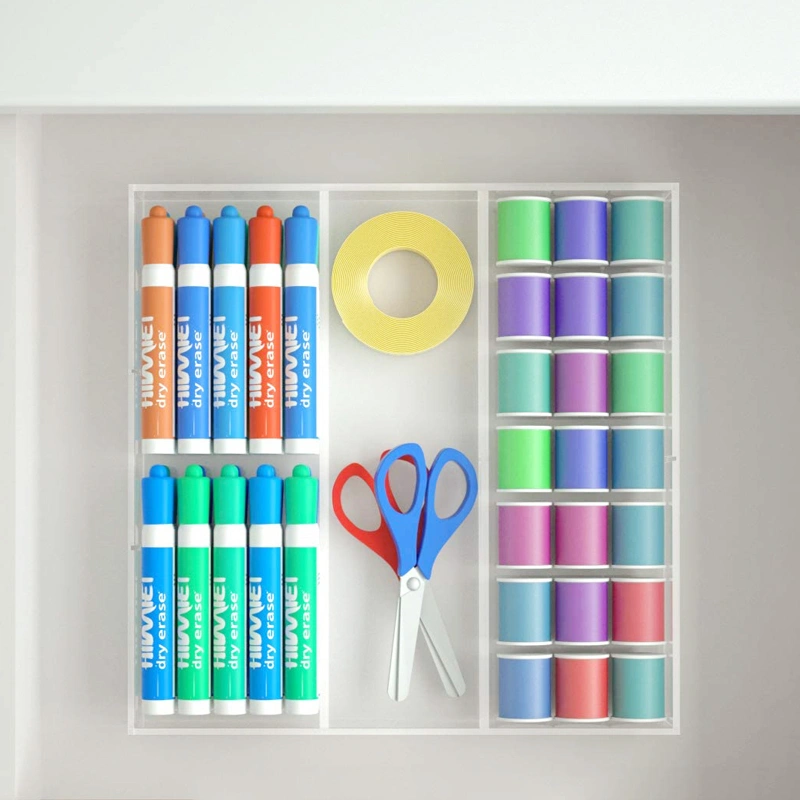 クリアデスク引き出しオーガナイザートレイ、オフィスアクリル収納ボックス 