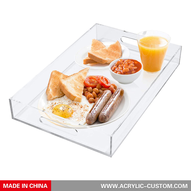 Clear Acrylic Serving Trays with Handles for Coffee Table