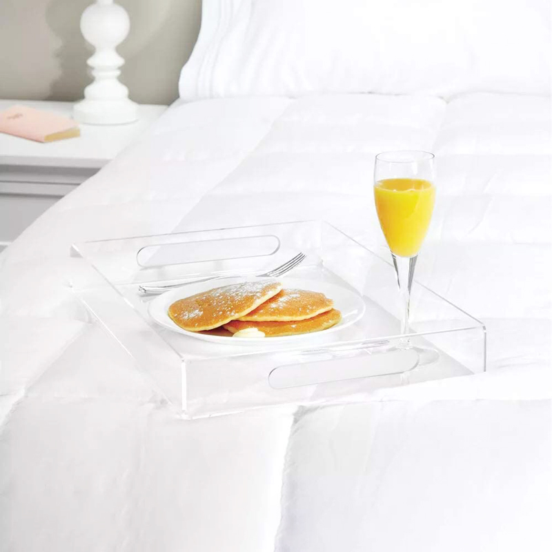Clear Acrylic Serving Trays with Handles for Coffee Table
