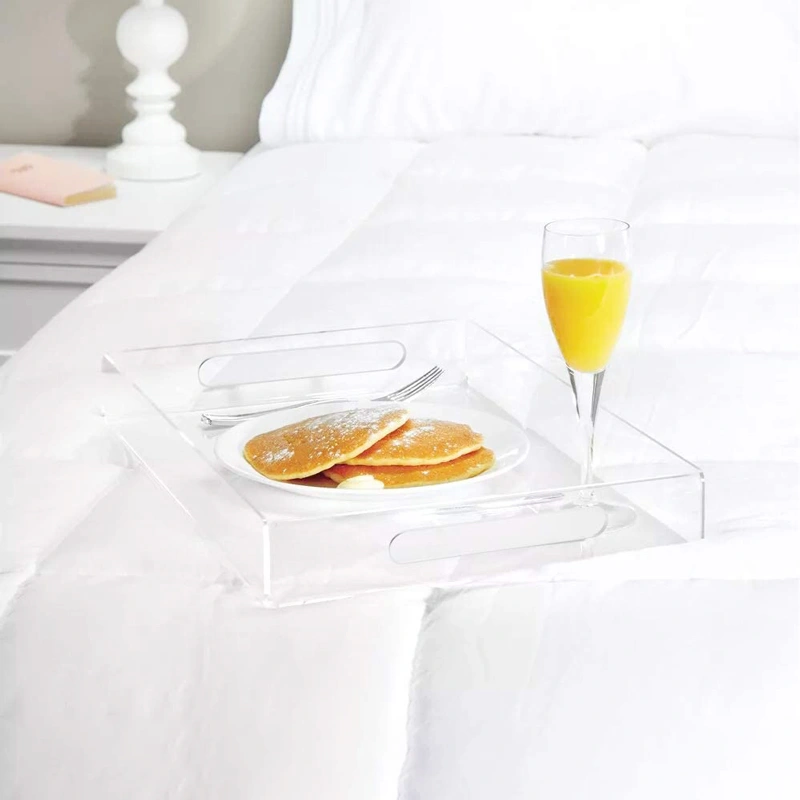 Clear Acrylic Serving Trays with Handles for Coffee Table