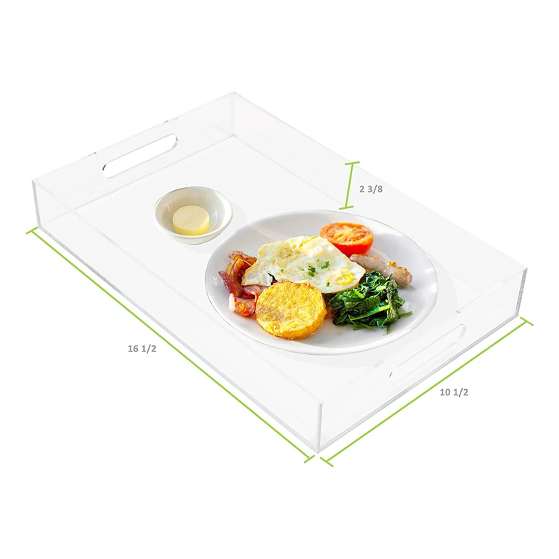 Clear Acrylic Serving Trays with Handles for Coffee Table