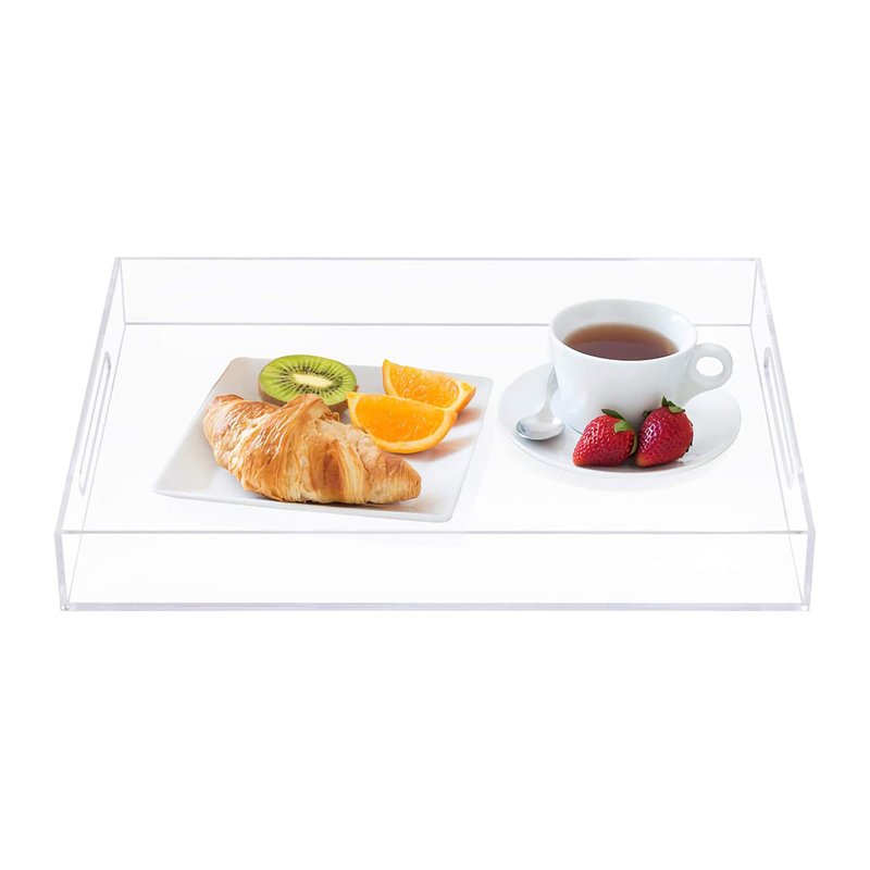 Clear Acrylic Serving Trays with Handles for Coffee Table