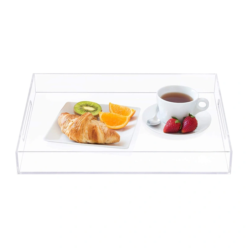 Clear Acrylic Serving Trays with Handles for Coffee Table
