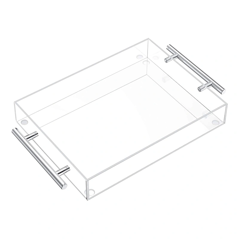 Clear Serving Trays Acrylic Decorative Trays with Handles