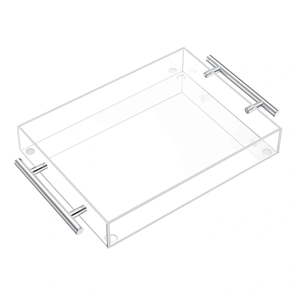 Clear Serving Trays Acrylic Decorative Trays with Handles
