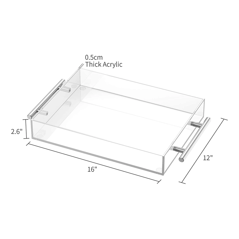 Clear Serving Trays Acrylic Decorative Trays with Handles