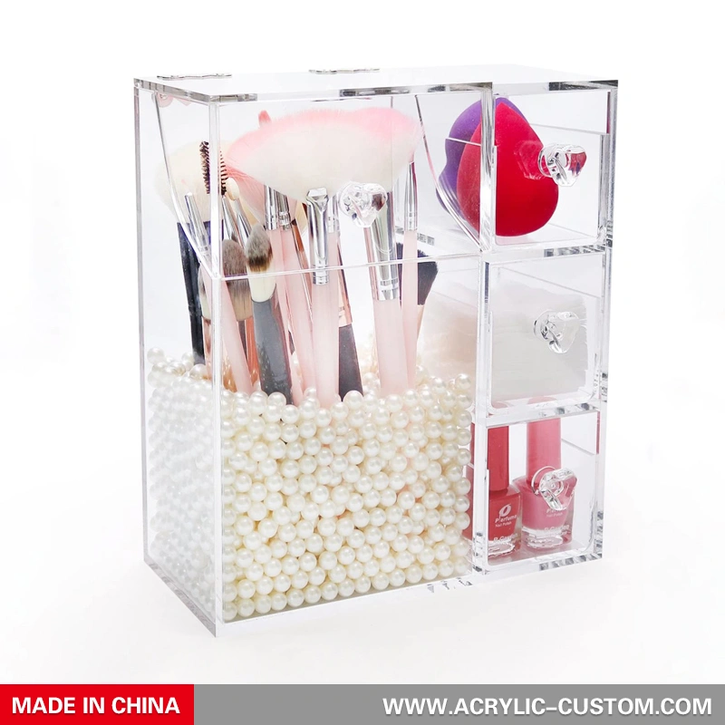 3つの引出しが付いている卸売大きい化粧品オーガナイザー化粧ブラシホルダー 