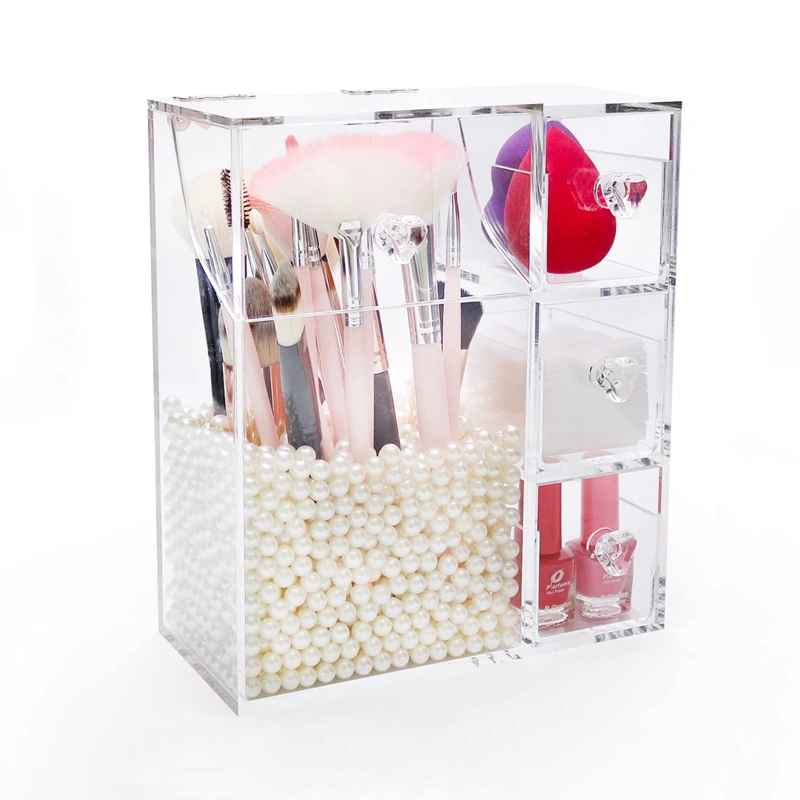 3つの引出しが付いている卸売大きい化粧品オーガナイザー化粧ブラシホルダー 