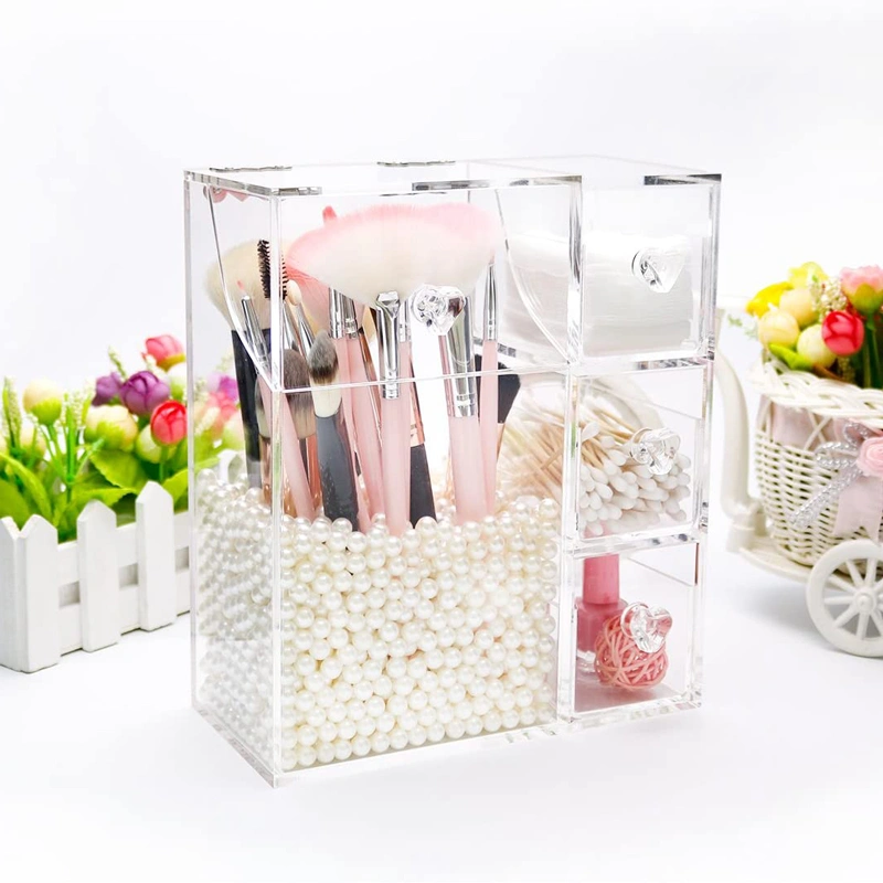 3つの引出しが付いている卸売大きい化粧品オーガナイザー化粧ブラシホルダー 