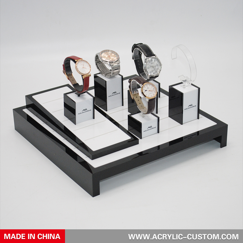 Watch Counter Display Black Acrylic Watch Display Case YiBoAcrylic