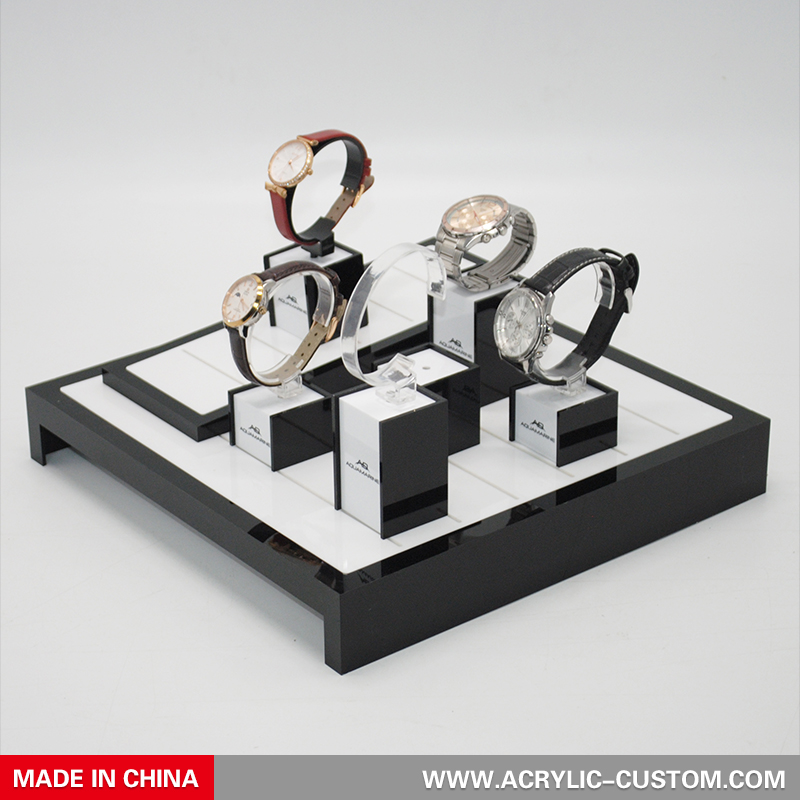 Watch Counter Display Black Acrylic Watch Display Case YiBoAcrylic