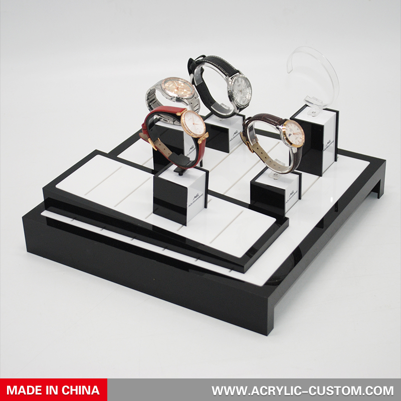 Watch Counter Display Black Acrylic Watch Display Case YiBoAcrylic