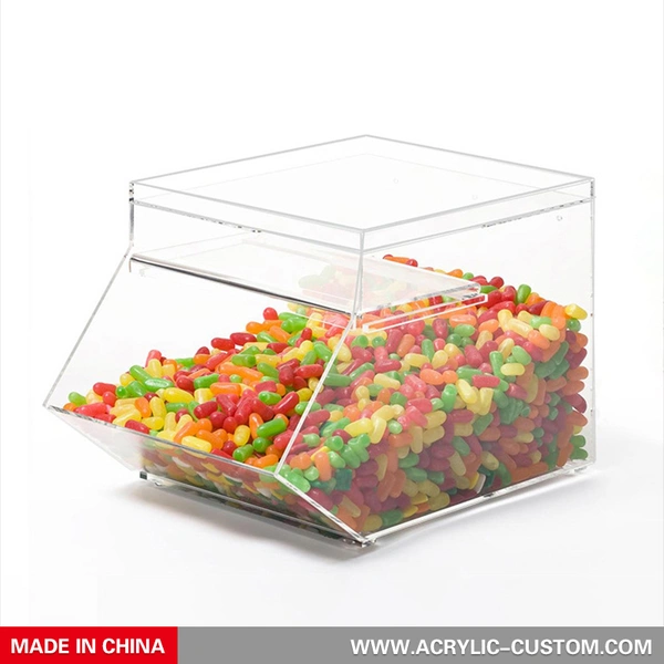 Candy Acrylic Boxes Flip Lid Square Food Boxes
