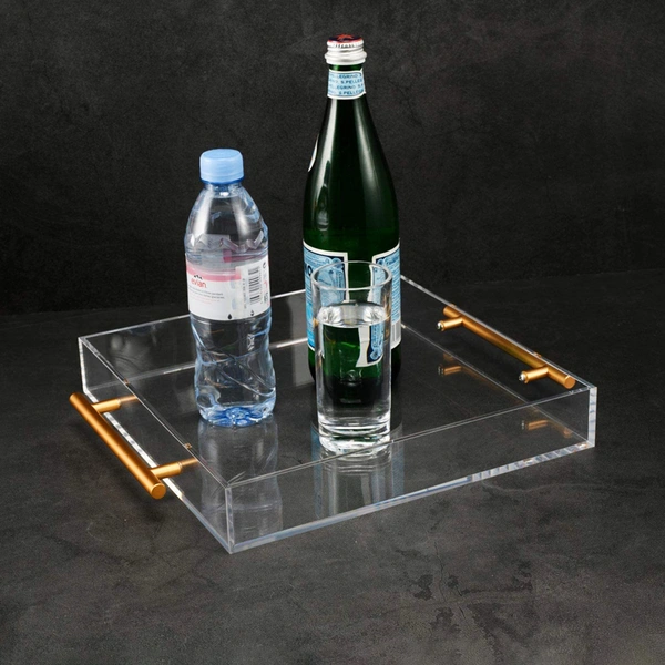 Clear Acrylic Tray and Lucite Tray Organizer with Metal Handles