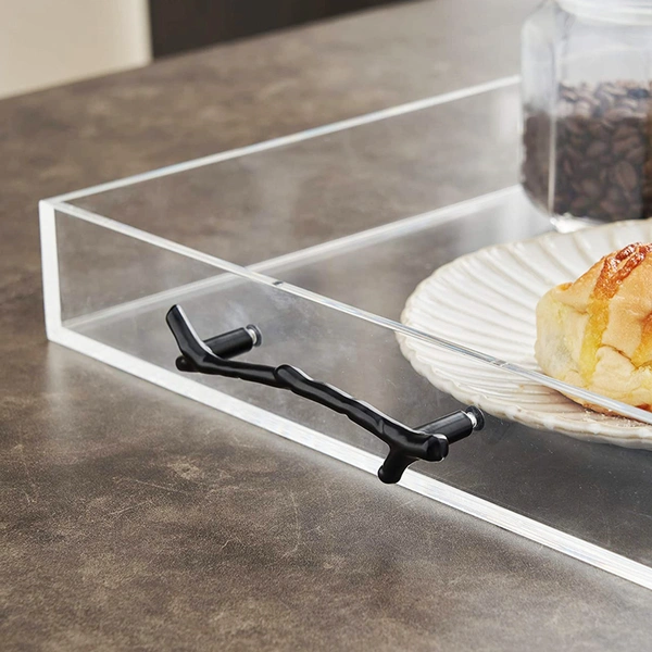 Cheap Acrylic Serving Tray Clear Lucite Tray Organizer with Handles