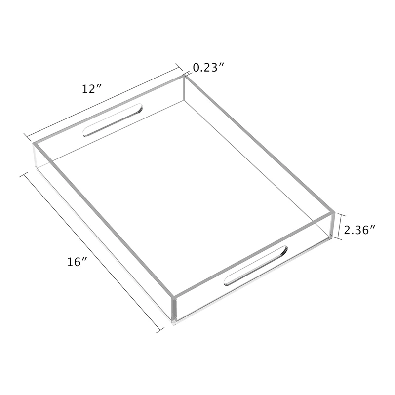 Оптовая дешевые акриловые подносы, прозрачные пластиковые подносы для хранения с ручкой