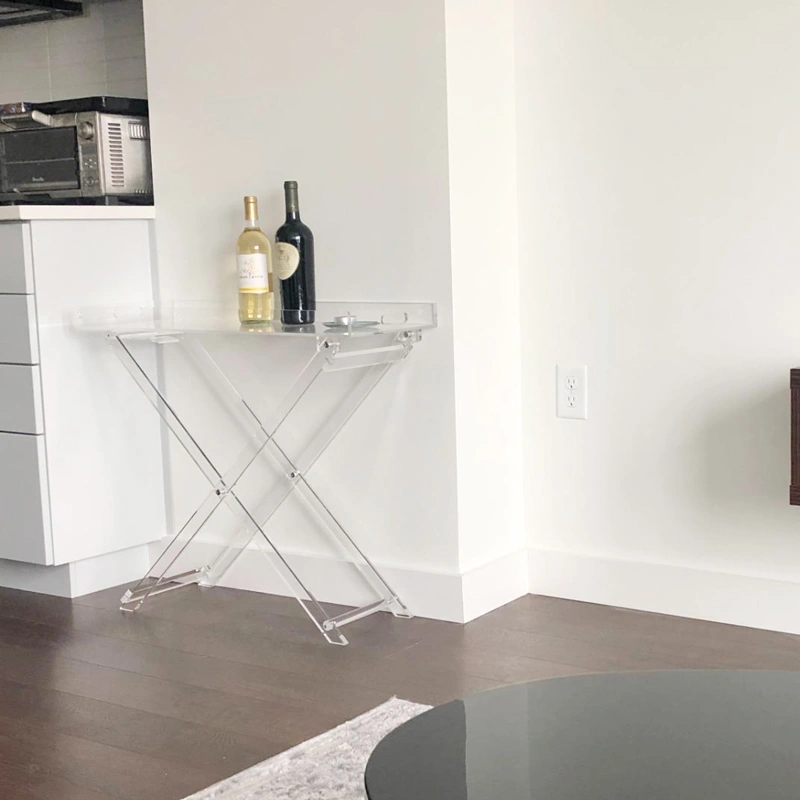 Custom Acrylic Folding Coffee Tray Table – Modern Lucite Serving Table