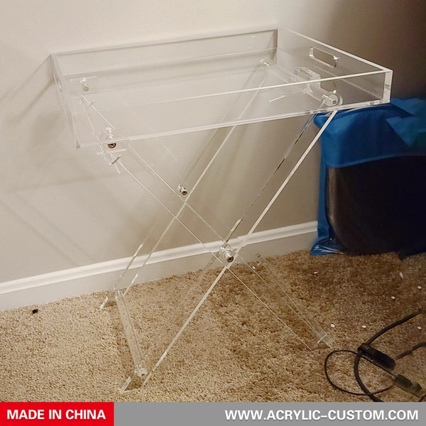 Custom Acrylic Folding Coffee Tray Table – Modern Lucite Serving Table