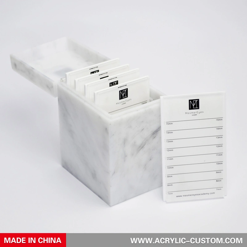 White Eyelash Storage Box 5 Tile Marble Lash Organiser