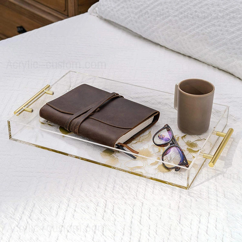 Custom Clear Acrylic Lucite Tray and Serving Tray with Handles