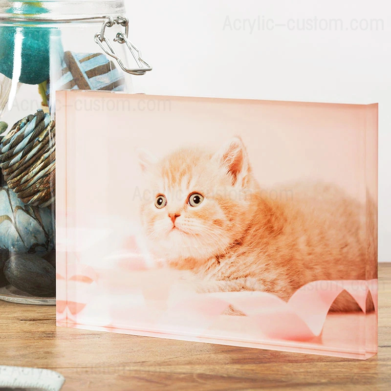 猫の写真ギフト用のアクリルブロック、安いアクリルブロック 